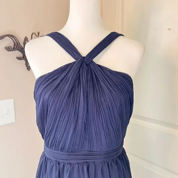 J.Crew Dark Navy Chiffon Dress – Style 56002 – Size 10 - Picture 4 of 14